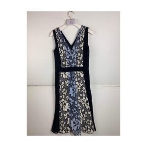 Anthropologie Eva Franco Midi Fit & Flare V-neck Blue Lace Sleeveless Dress